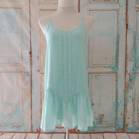 LUSH Dusty Mint Embroidered Dress / Size S / Light Mint - Picture 1 of 6